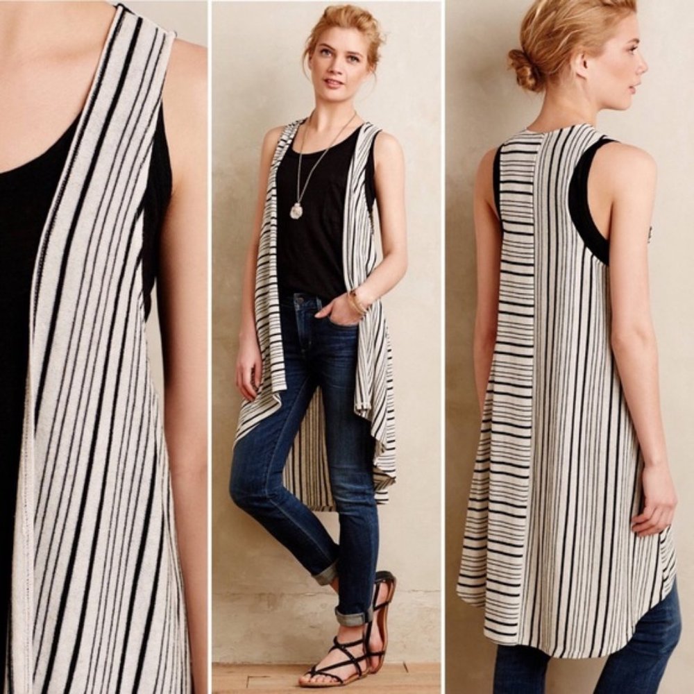 Sunday In Brooklyn Split Pattern Striped Vest - image 1